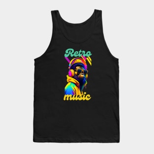 Colorful gorilla listen to music graphic design artwork Tank Top